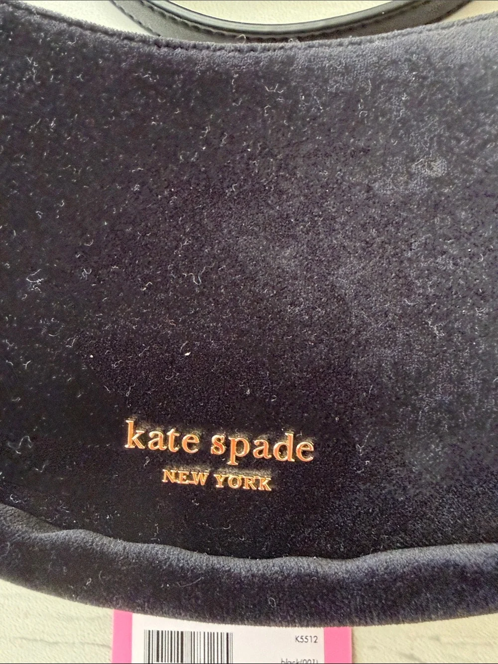 kate spade Black Velvet Crescent Crossbody with Gold Hardware